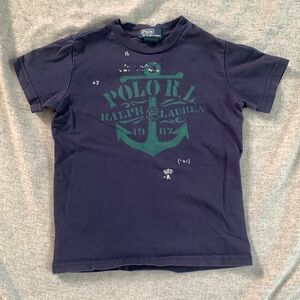 Polo Ralph Lauren Navy and Green Anchor T Shirt - 5